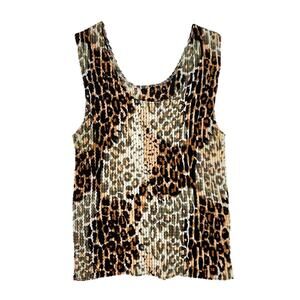 Tops & Tees | Vintage 90s M 
Leopard Animal Print Pleated Stretchy Popcorn Tank